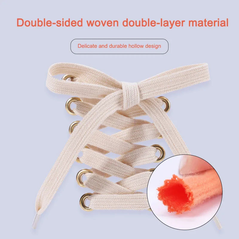 1 Pair Flat Shoelaces for Sneakers Classic Canvas Sports Shoe Laces Women Men Shoelace Solid Double Cotton Shoestrings for AF1