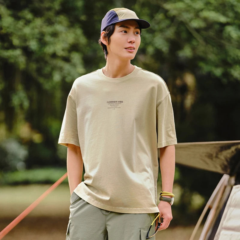 Semir Men T Shirts Short-Sleeve T-Shirt Summer New Arrival 2024 Loose Fit And Contrasting Print Design Simple Tee Top Men