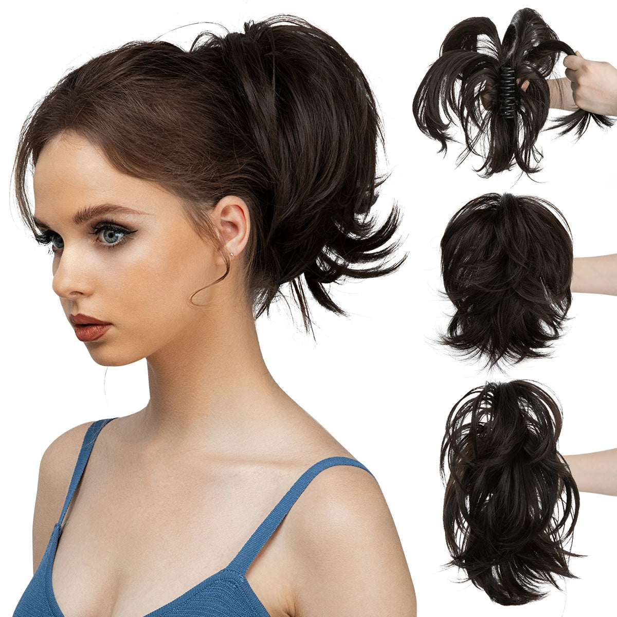 SARLA Synthetic Diy Claw Clip In Ponytail Extension Hairpiece Hair Bun Fake Blonde Hair False Pigtail for Women