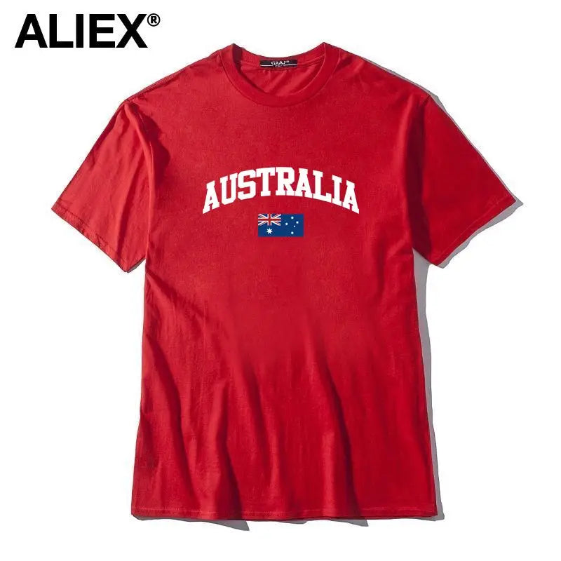 100 Cotton ALIEX Australia Flag T Shirt Men T Shirts Homme T-shirts For Man Top Top Tee 3XL Clothing Funny Tshirt Brand  UTSDA#