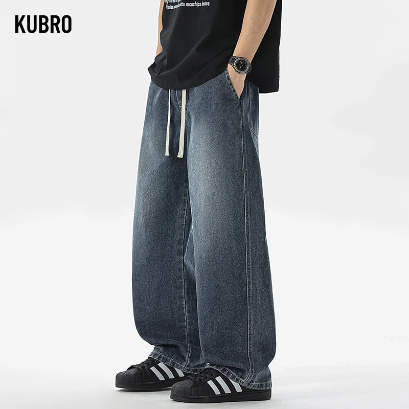Men's Jeans American Loose Wide-leg Loose Straight Casual Trousers Street Hip-hop Baggy Jeans Black Grey  Blue Streetwear Men