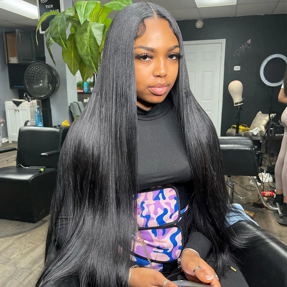 40 Inch 250 Density Straight Lace Front Wigs Human Hair 13x6 HD Lace 13x4 Transparent Frontal Wigs Pre Plucked For Black Women
