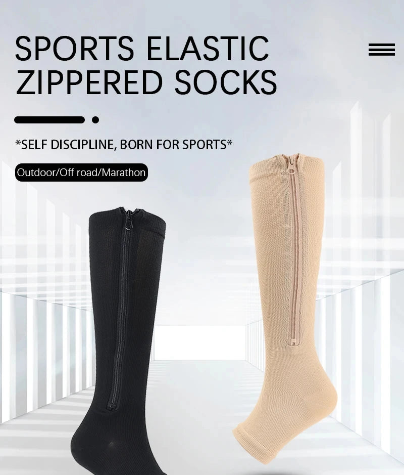 Compression Socks S-XXL Medical Edema Pregnant Varicocele Open Toe Socks Men Women Solid Color Knee Length Elastic Tight Socks