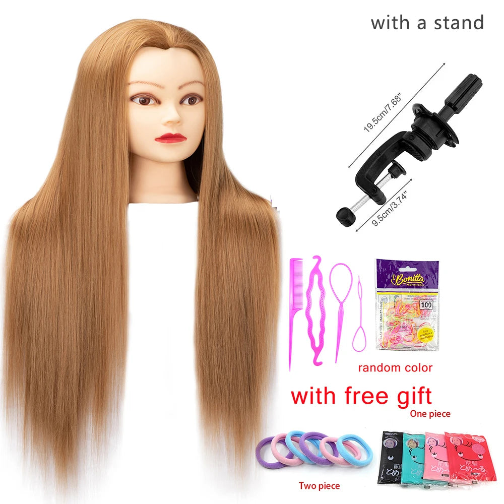 Head Dolls For Hairdressers 65cm Hair Synthetic Mannequin Head Hairstyles Female Mannequin Hairdressing Styling Training Head