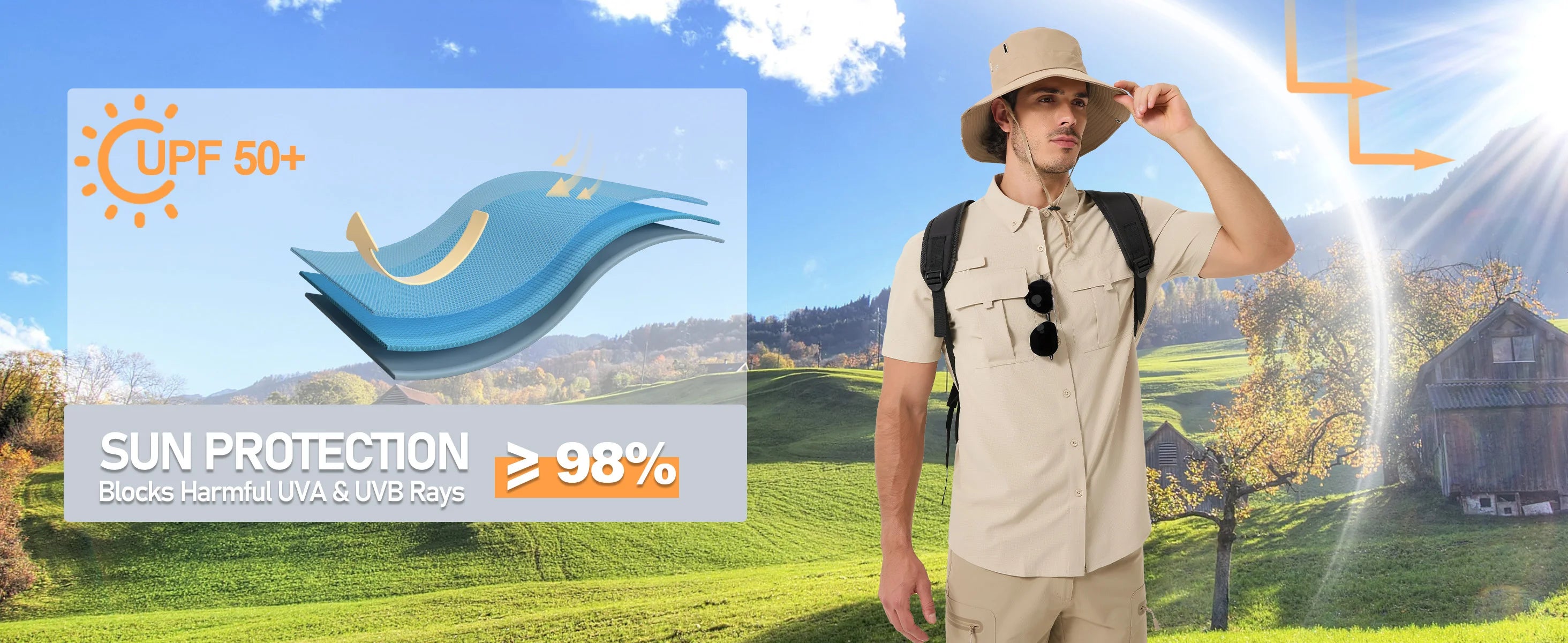 TACVASEN Men‘s Short Sleeve Sun Protection Shirt UPF 50+ Lightweight Quick Dry Fishing Hiking UV Shirt with Pockets for Men