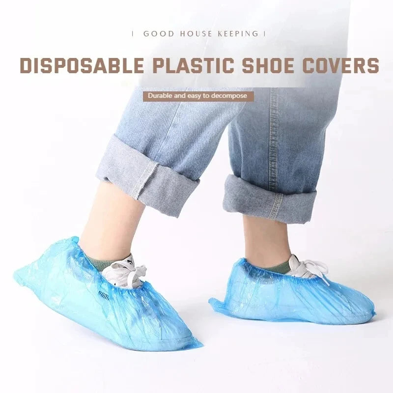 100Pcs/Set Plastic Disposable Shoe Cover Rain Boots Cover For Women Men Sneaker Protector Outdoor Rainy Day Overshoes Accessorie