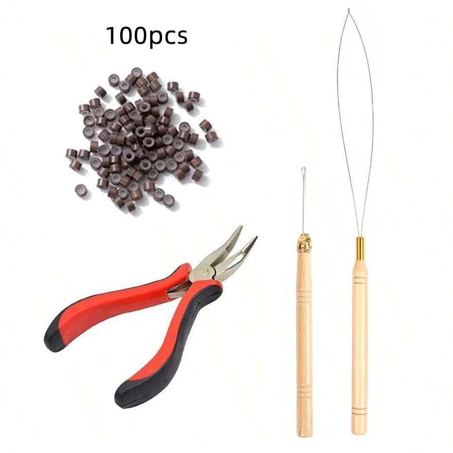 20" Rainbow Synthetic Hair Extensions Kit 10PCS Colored I-Tip Extensions with Micro Beads Hook Needle for Women Kids Cosplay