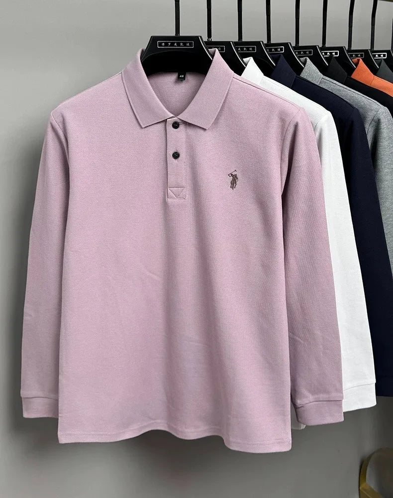 High end brand 100% cotton long sleeve polo shirt men's autumn fashion designer new Paul Pony embroidery casual golf T-shirt
