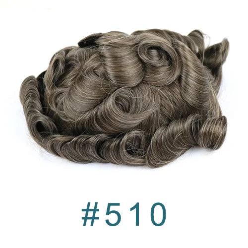 Undetected 0.02mm Thin Skin Natural Hairline Human Hair Men Toupee Black Gray Brown Blonde Male Hair Light Capillary Prosthesis