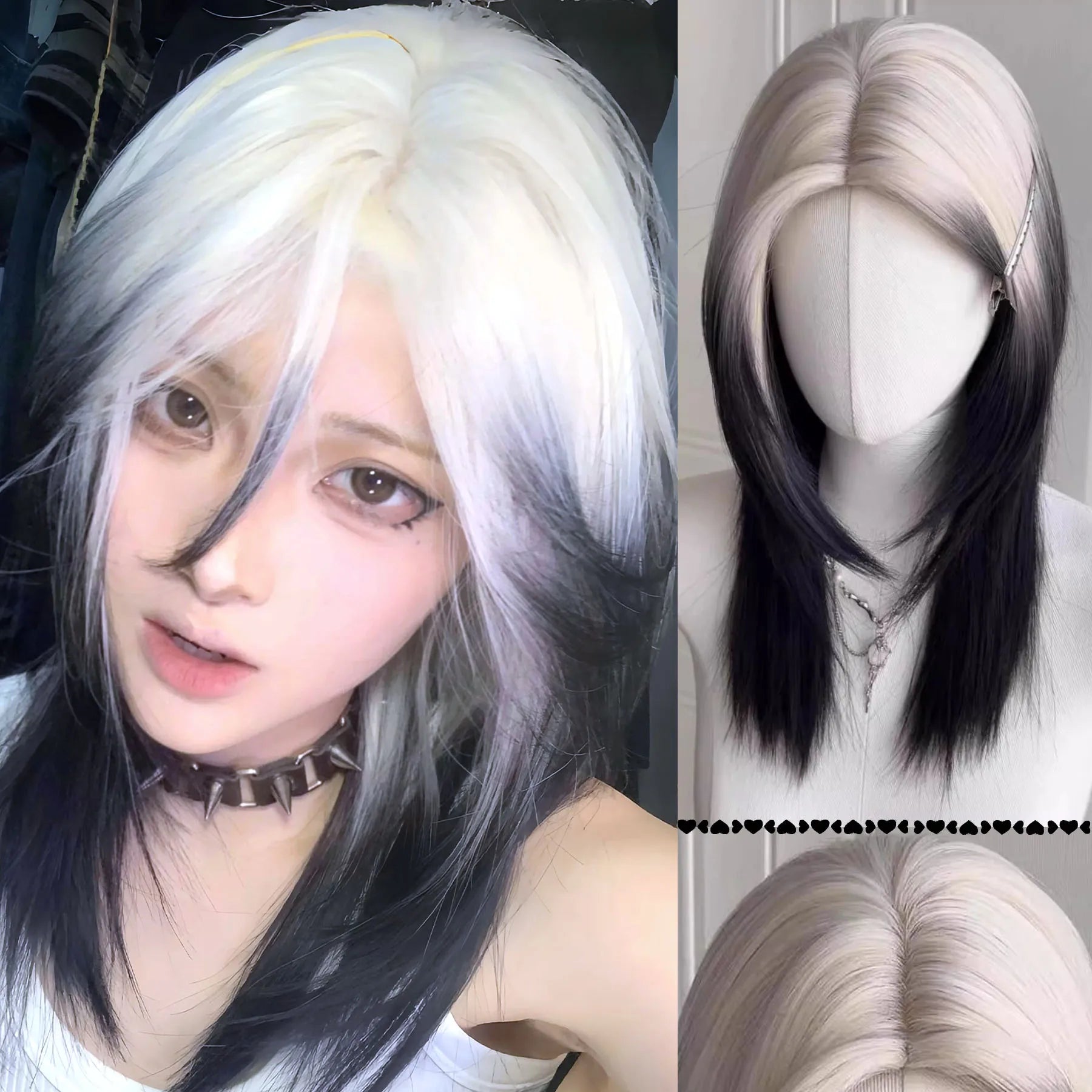 XIYUE Synthetic Lolita Long Anime Curly Wigs Hair Black Pick Blue Cosplay Wig Heat-Resisting Fiber Hair Wigs For Women
