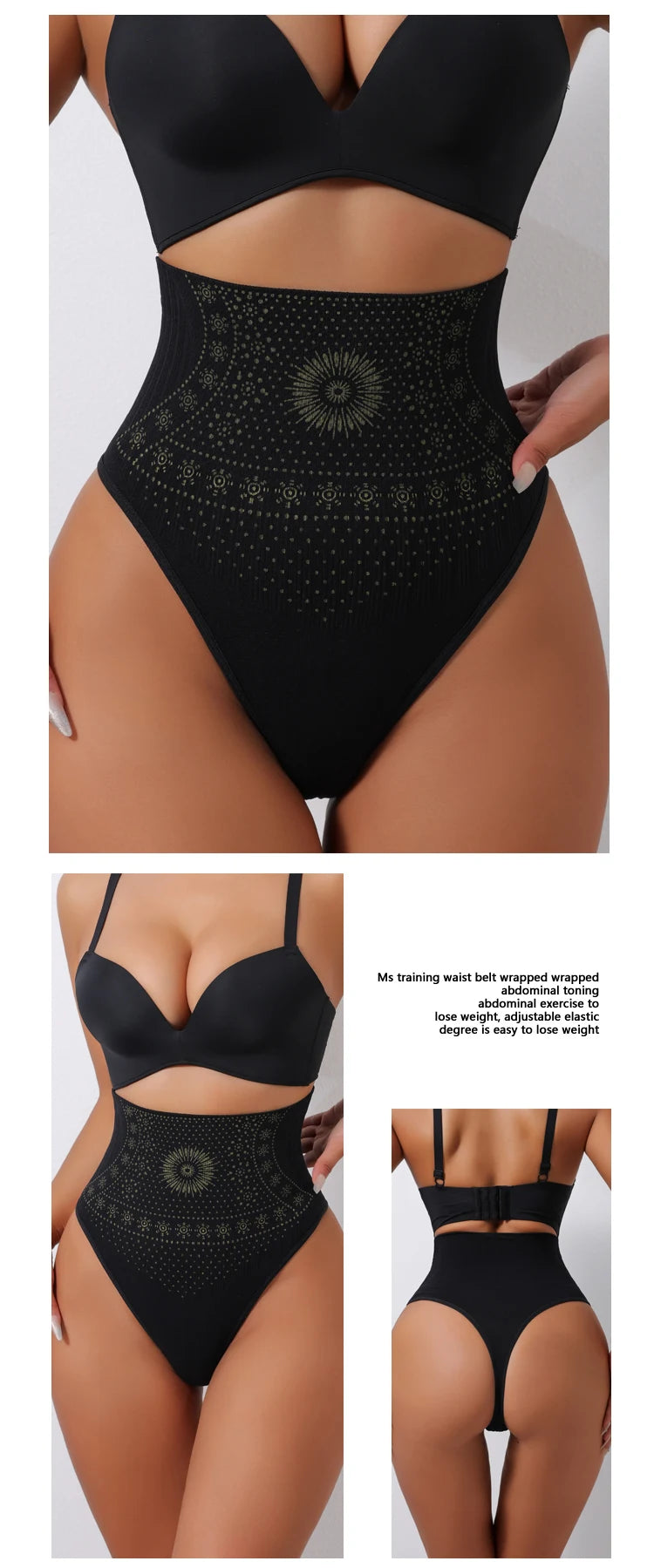Flarixa 1/2/3Pcs Women Seamless High Rise Thongs Panties Printed Tummy Contol Panty Double Layer Shaping Underwear