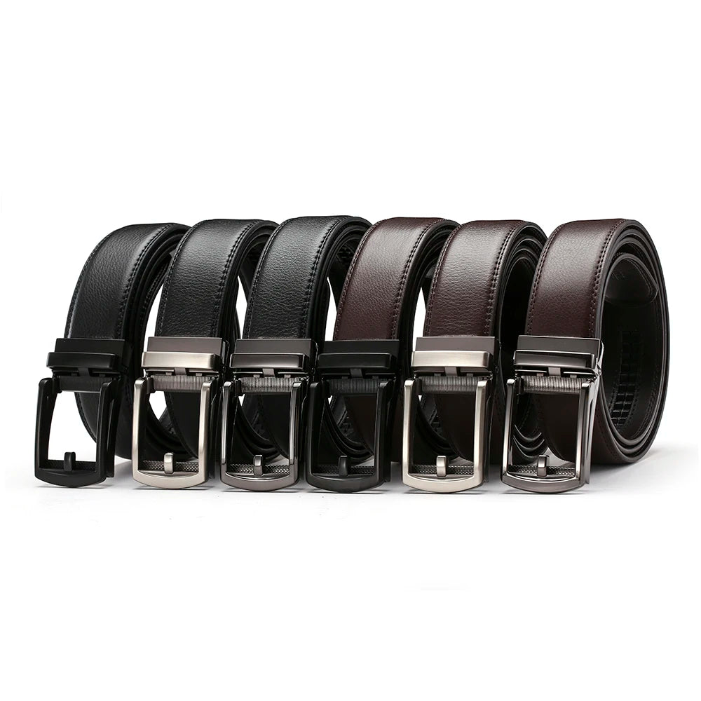 Men's Leather Belts Fashion Automatic Buckle Cowskin Male Belts Luxury Designer Black Brown 3.5cm