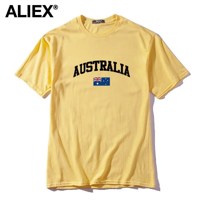 100 Cotton ALIEX Australia Flag T Shirt Men T Shirts Homme T-shirts For Man Top Top Tee 3XL Clothing Funny Tshirt Brand  UTSDA#