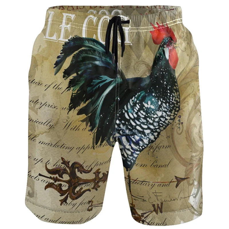 Vintage Chinese Carp Dragon 3d Printed Beach Shorts Street Short Pants Men Summer Loose Swim Trunks Quick Dry Board Shorts