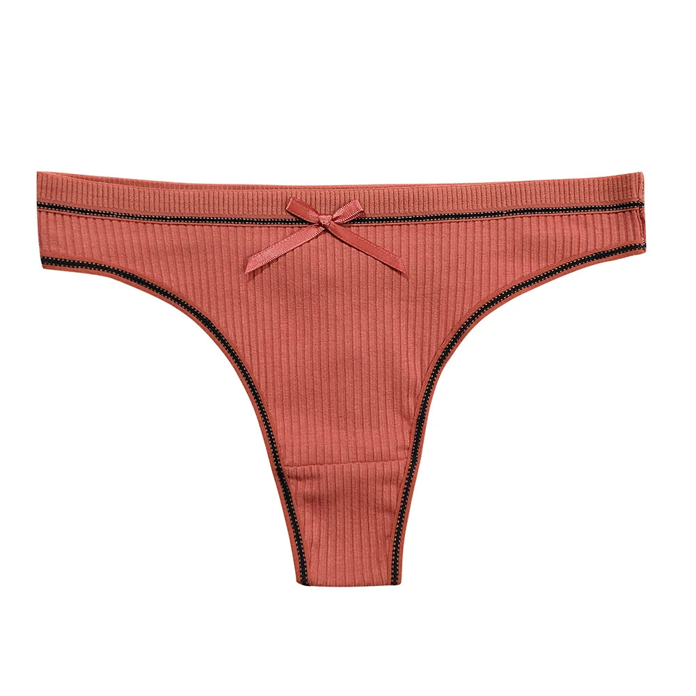 Women's Thong Sexy Panties Cotton Bow Tie Underpants Comfort Soft Intimates Lady Briefs Female Panty Lingerie Sexy Women