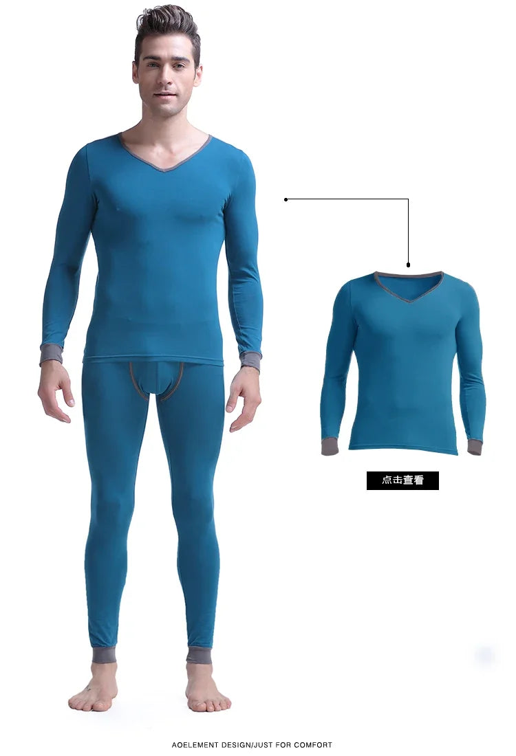 Men's long Johns single-piece thin tight-fitting underpants line pants thermal pants slim cotton woolen pants autumn and winter