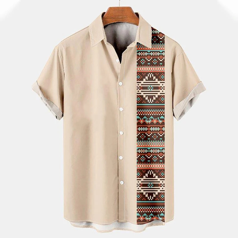 Hawaiian Beach Shirts Ethnic Style 3D Print Streetwear Men Women Fashion Vintage Short Sleeve Shirt Blouse Harajuku Man Clothing