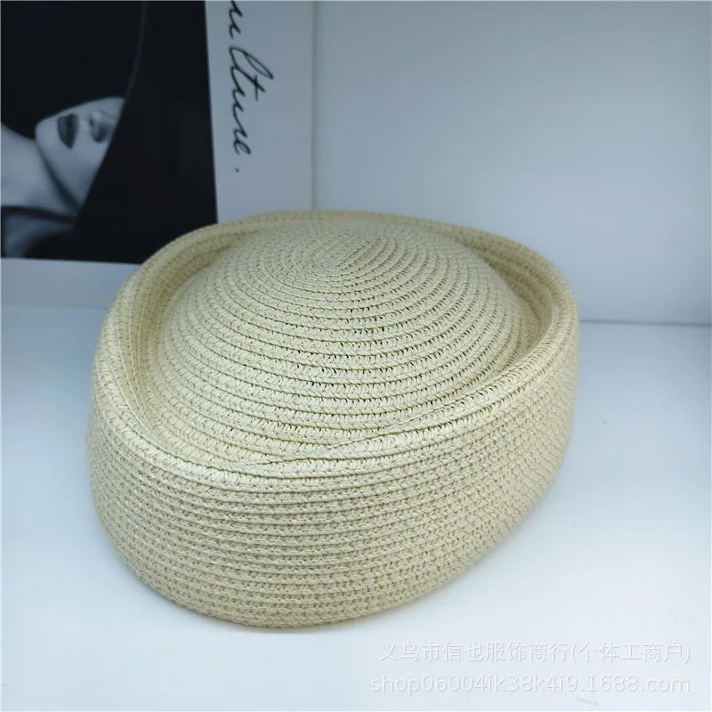 2026 New Summer Straw Fedoras Hats for Women Hostess Fashion Pillbox Hat Millinery Fascinator Designer Beret Hats Painter's Hat