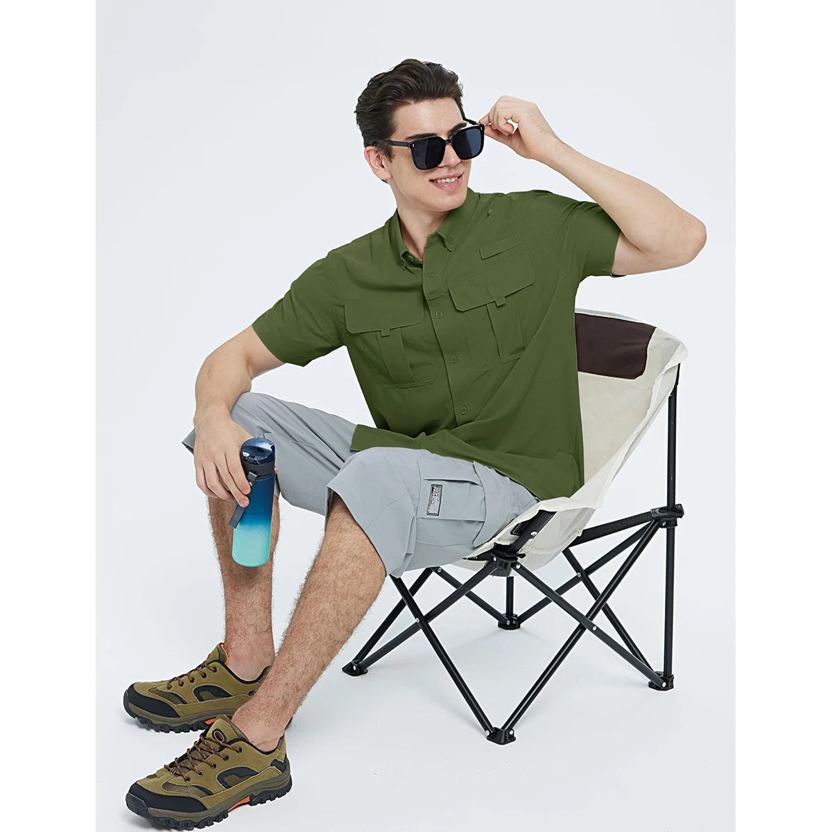 TACVASEN Men‘s Short Sleeve Sun Protection Shirt UPF 50+ Lightweight Quick Dry Fishing Hiking UV Shirt with Pockets for Men