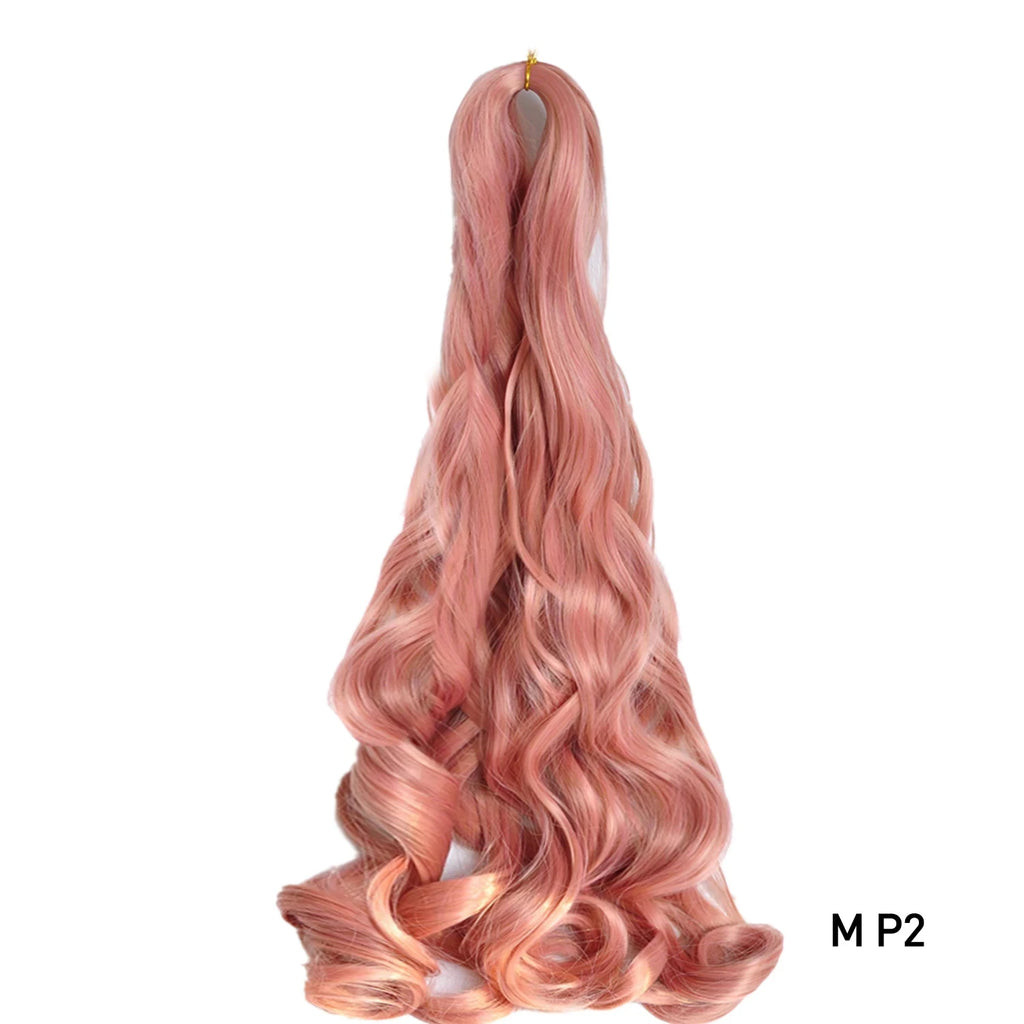French Curly Crochet Braiding Hair Synthetic Loose Wave Ombre Braids Hair for Women Spiral Curls Pre Stretched Hair Extensions