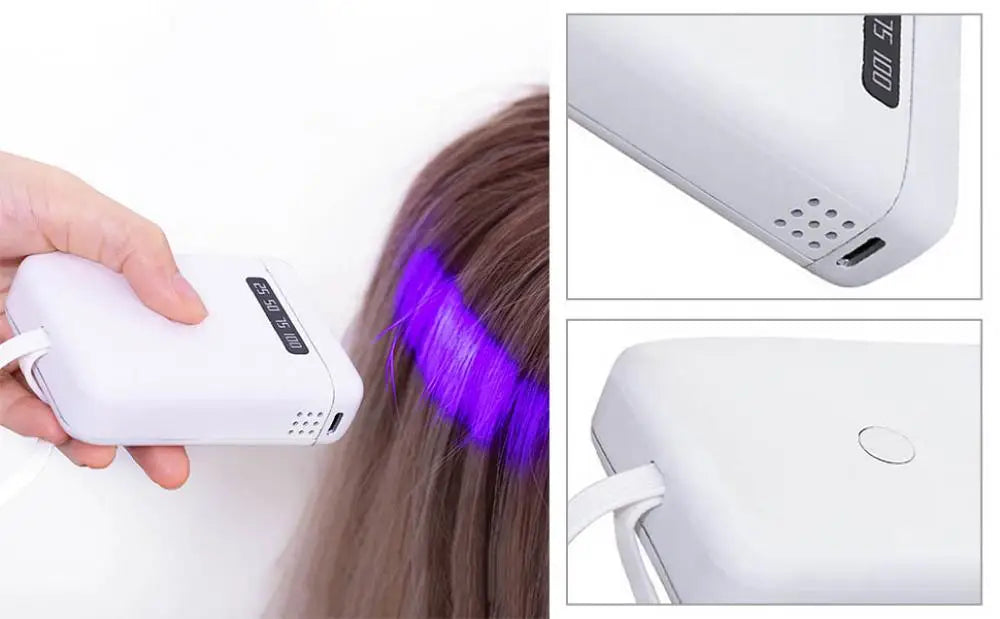 405nm 9.5*6.5cm LED Hair Extension Lamp 5000mAh Rechargeable UV Light Hair Extension Machine Home Handheld Wig Glue Curing Lamp