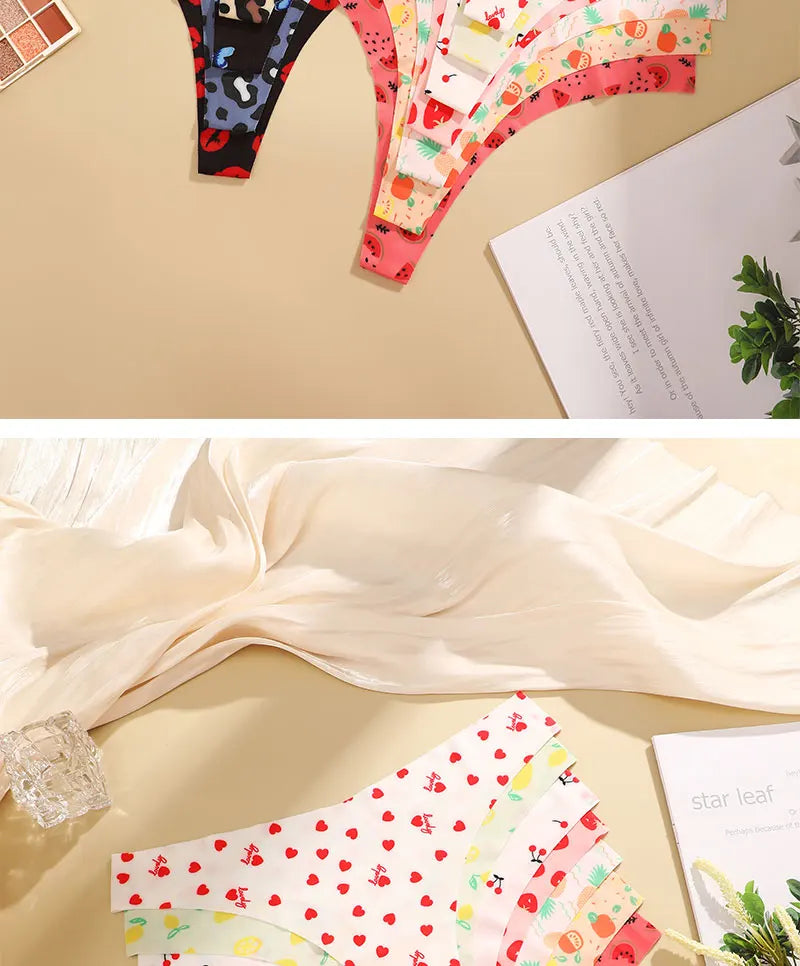 3PCS/SET Sexy G-String For Women Colorful Bikini Female Underwear T-back Intimates Lingerie Seamless Low Waist Underpants Lady