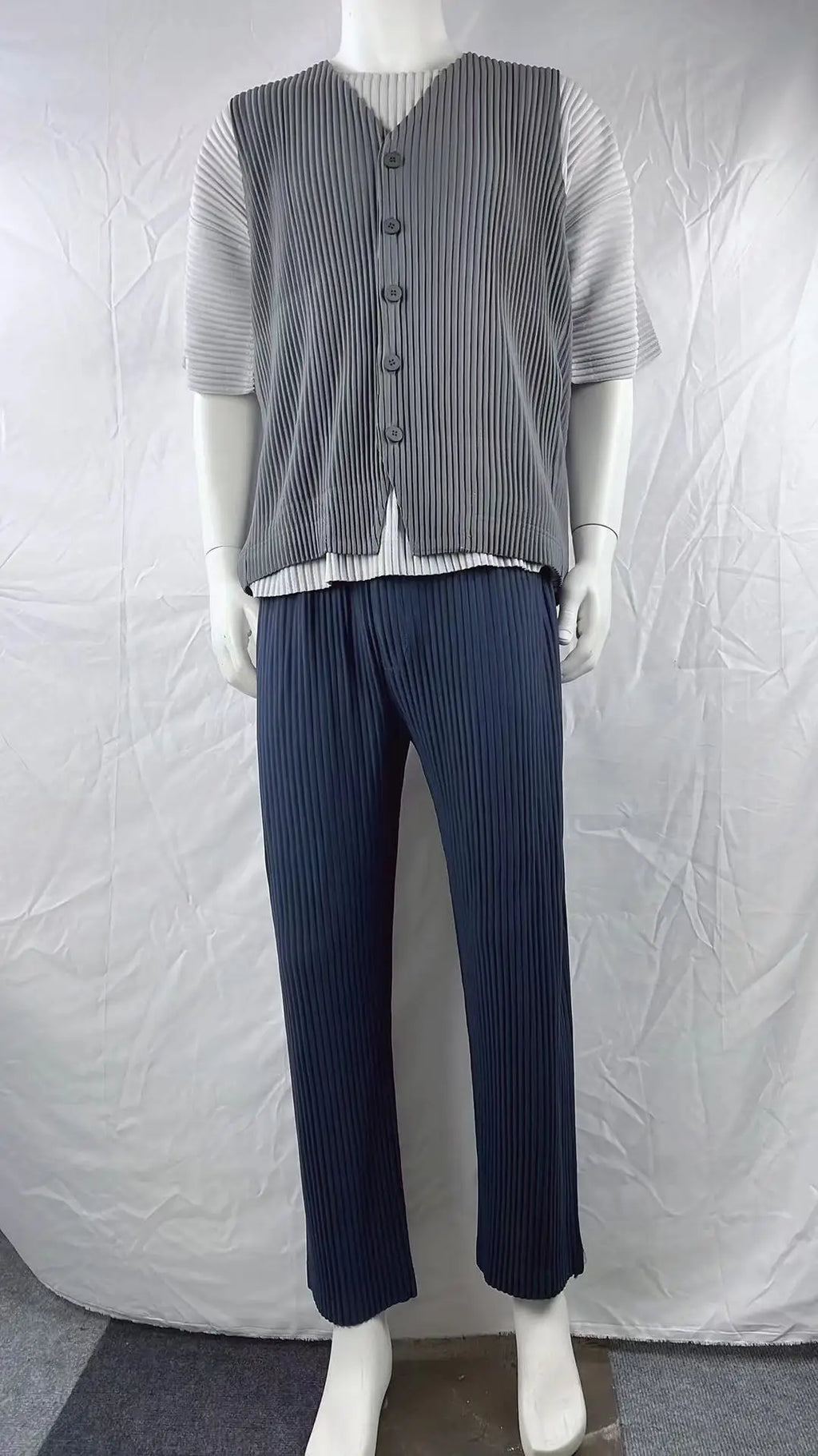 Pleats Pleated Commuter Pants Men's 2024 Autumn New Draped Elastic Trousers Casual Japanese Men Solid Color Nine Minute Pants