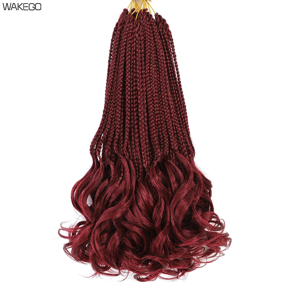 24 18 14 Inches French Curly Crochet Braids New Goddess Box Braids Bouncy French Curl Braid Hair Crochet Synthetic Braiding Hair
