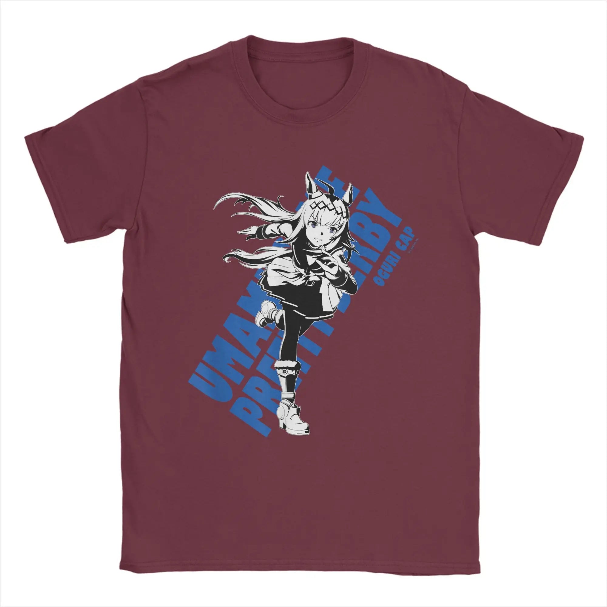 Vintage Umamusume Pretty Derby Oguri Cap T-Shirts Men Crew Neck Cotton T Shirts  Short Sleeve Tee Shirt Printing Clothes