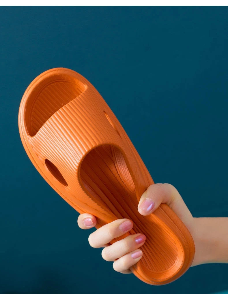 Soft Home Slippers Couples Summer Indoor Non-Slip Bathroom Slippers Solid Sandals Hotel Family Men Women Flip Flops Flat Shoes