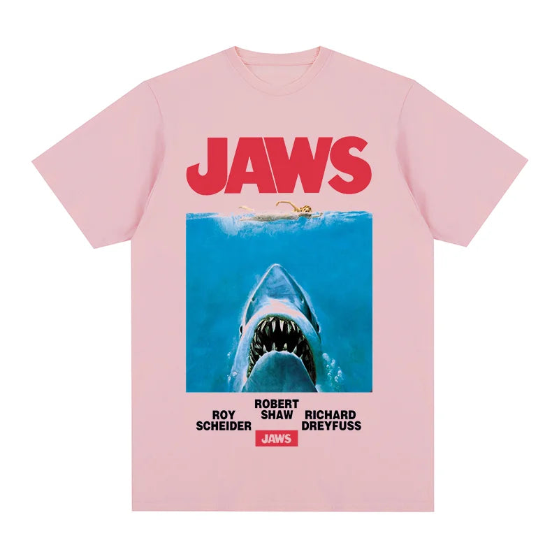 Jaws Movie Vintage T-shirt Gift for Friends Harajuku female clothes Cotton Men T shirt New Tee Tshirt Womens Tops