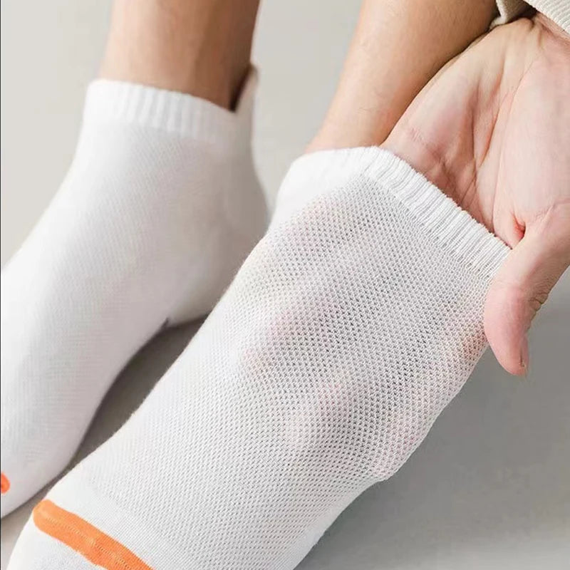 5 pairs of new summer men's short socks, light and thin casual mesh breathable boat socks, fashionable street socks