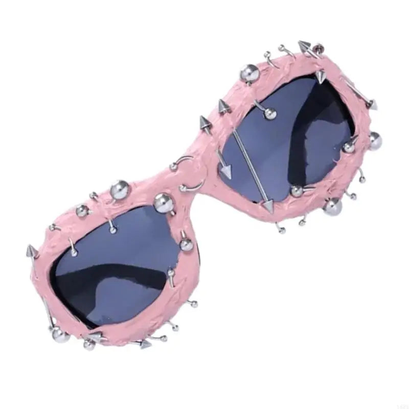 Y88A Cool Hiphop Dancing Sunglasses With Rivet Frame For Various Occasion Everyday Use and Punk Eye Glasses for Night Event