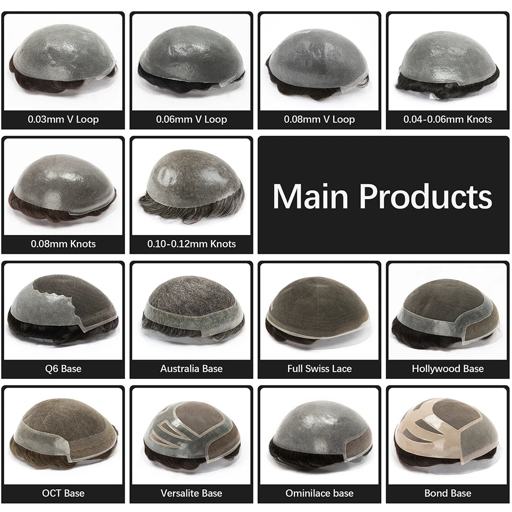 Men Toupees Real Hair Replacement Systems Thin Skin base Indian Human Remy Hair Toupee with Tapes Hairpiece Male Wig Touchcolor