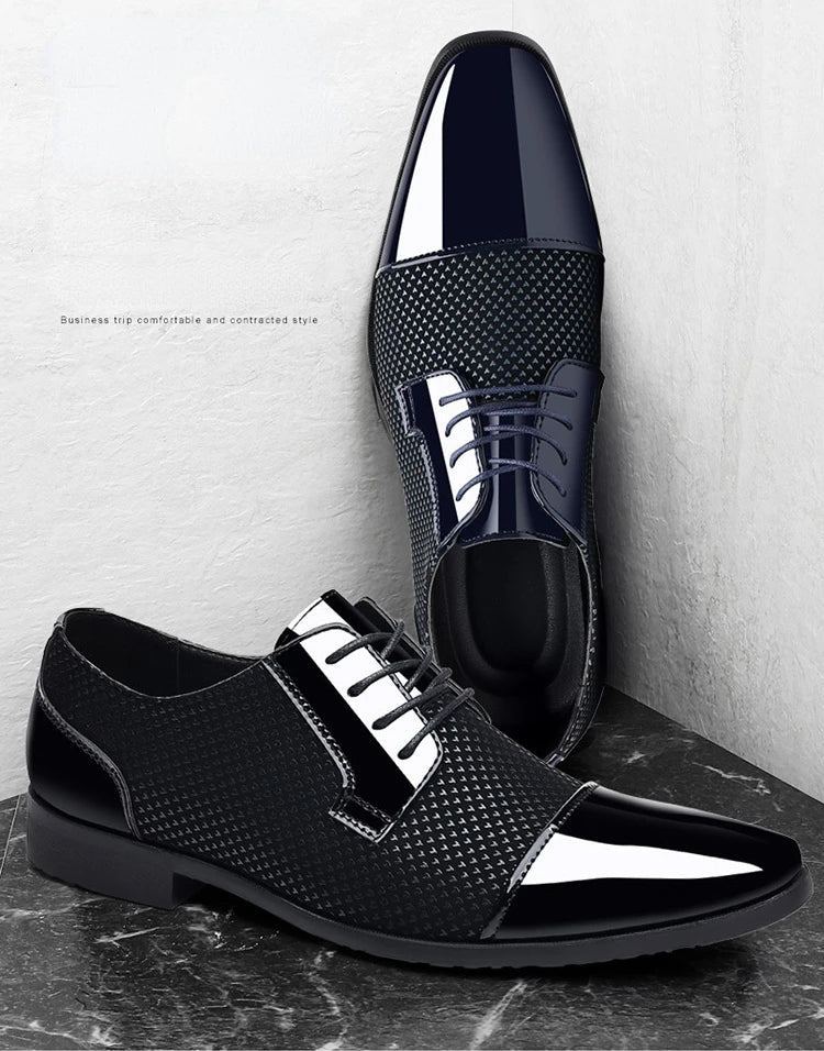 Patent Leather Men's Dress Shoes Slip on Mens Casual Oxford Shoe Brand Moccasin Glitter Male Footwear Pointed Toe Shoes for Men