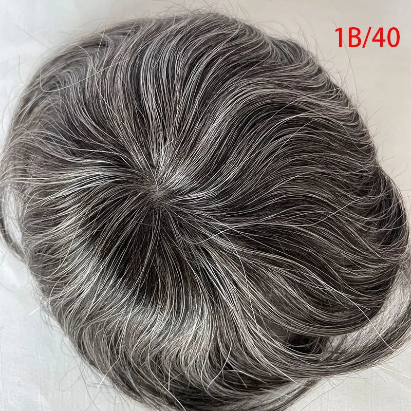 European Human Hair Men's Wigs Full Skin PU Bald Spot Patches Toupee For Men and Women 8cm X 8cm Hair Piece  Glue On Hair System