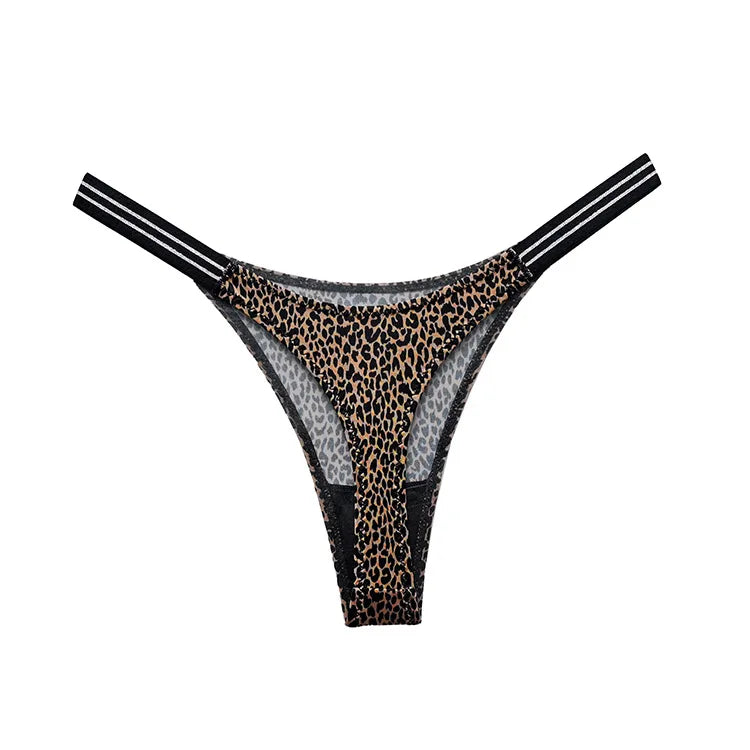 Women's low waist butt lift fitness sports high fork fashion thong thong sexy European and American ice silk T pants lingerie