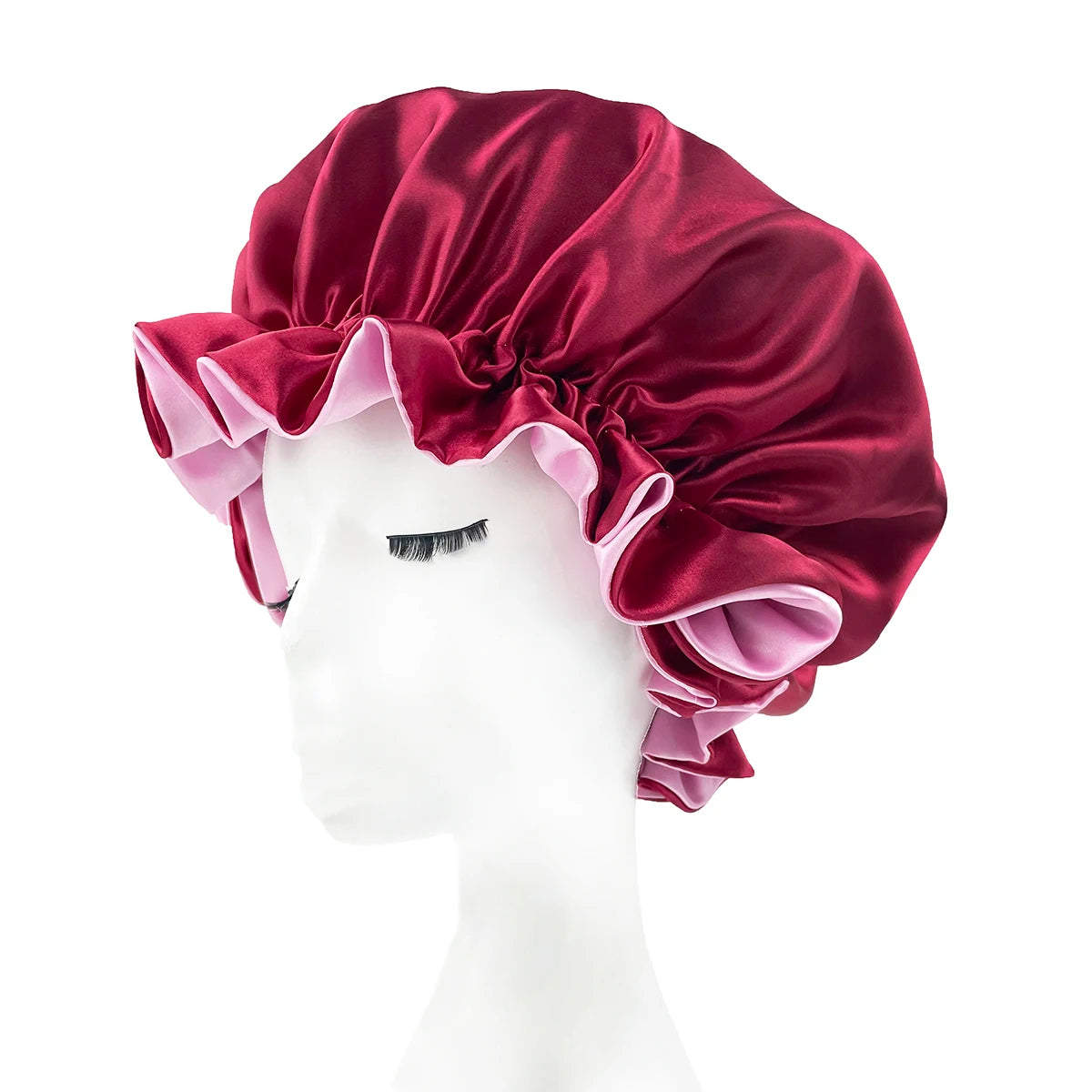 New Solid Women Satin Bonnet Fashion Stain Silky Big Bonnet for Lady Sleep Cap Headwrap Hat Hair Wrap Accessories Wholesale