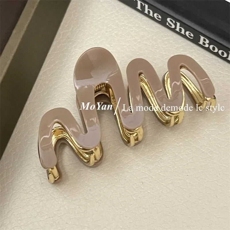 Acetate Metal Wave Grip Women's Back Half Catch Shark Clip Medium Hairpin High-Grade Hair Claw Headdress