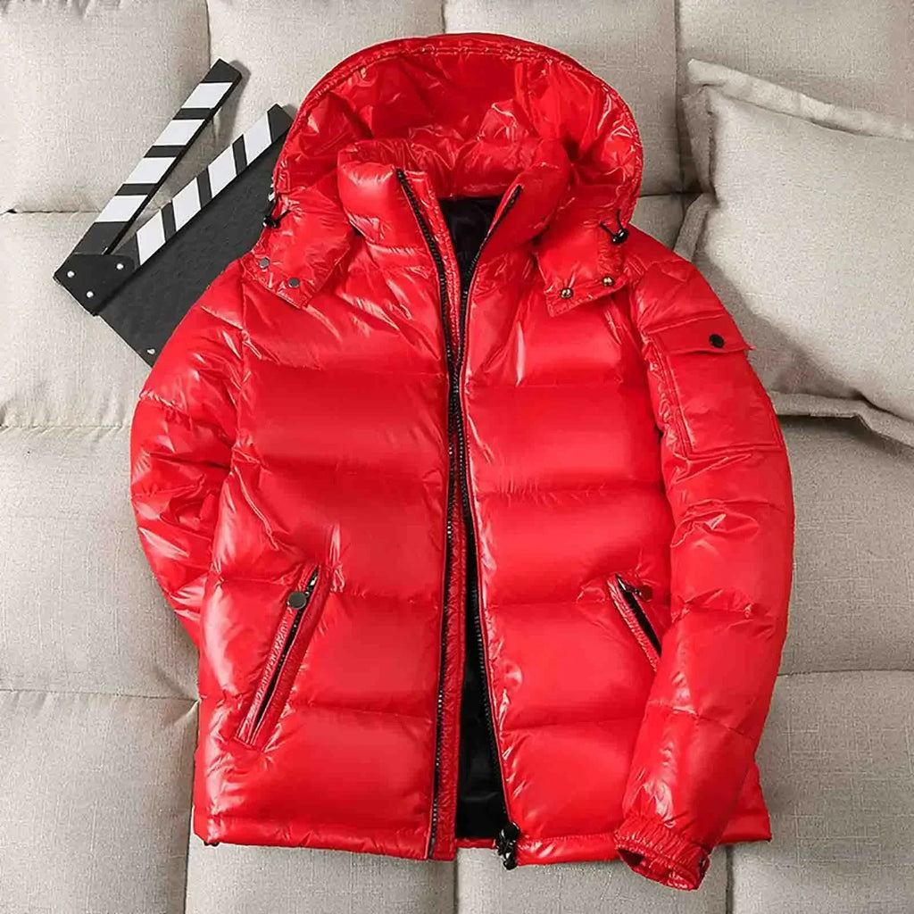 Shiny Parkas Hombre Buffer Bubble Thick Jackets Casual Men Fashion Shiny Stand Up Waterproof Male Parkas Quilted Padded Coat
