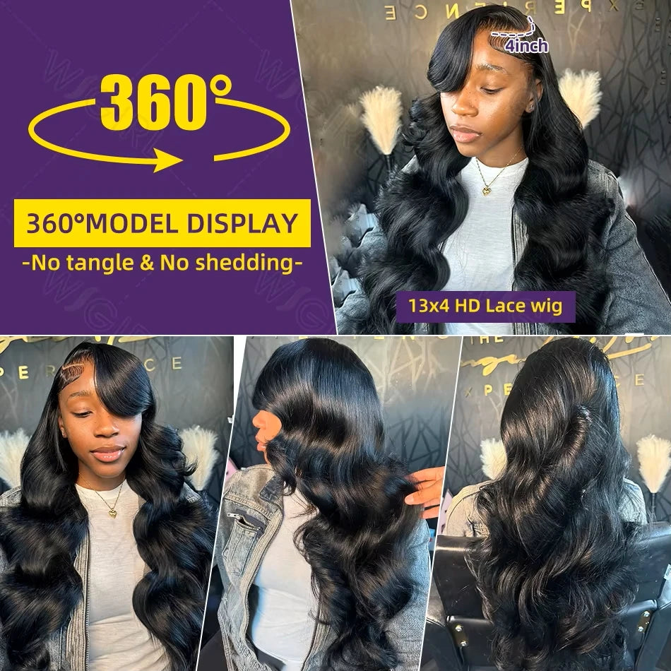 Wigirl High 200 Density 30 40 Inch 13x6 HD Transparent Body Wave Lace Front Human Hair Wigs Brazilian Wavy 13x4 Lace Frontal Wig