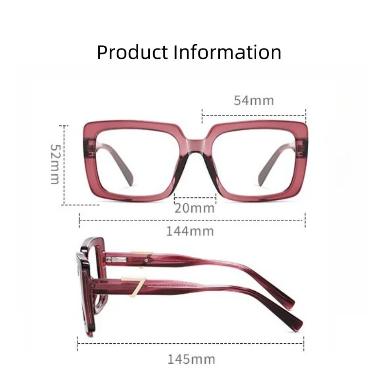 New Fashion Plate Blue Light Blocking Women's Glasses Frame Large Square Frame Optical Prescription Eyeglasses For Women BC910