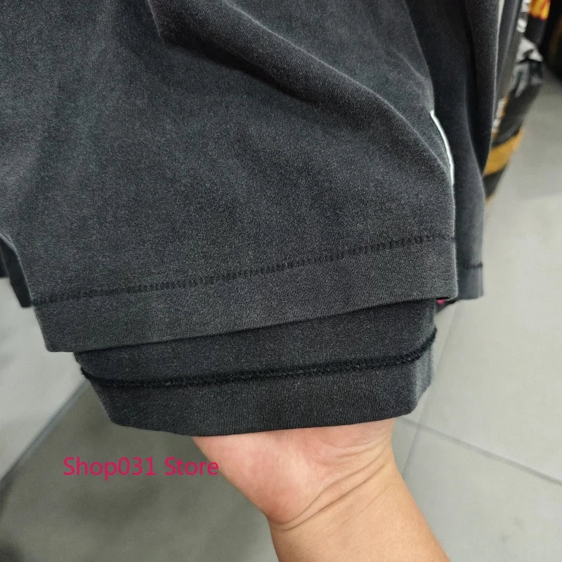 R123 Long Sleeve T Shirt Vintage Washed 100% Cotton Loose Fit Casual Mens Pullover  oversized t shirt