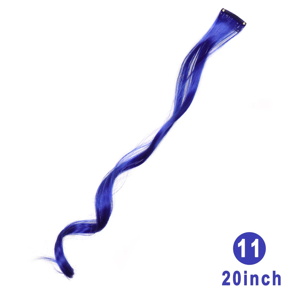 Lupu Synthetic Long Straight Rainbow Highlight Colored Hair Extensions Clip In Fake Hair Pieces For Women Heat Resistant