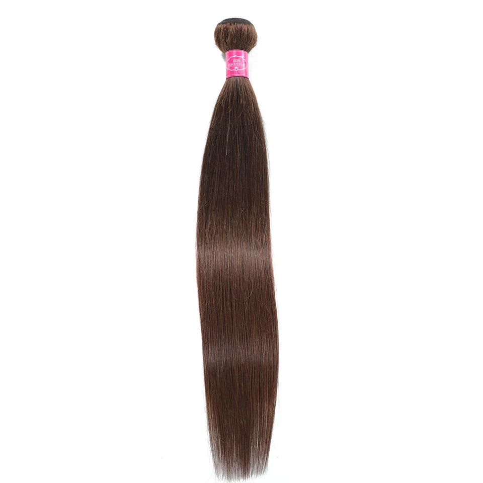 Clearance Cheap #4 Color Straight Human Hair Bundles With Closure Brazilian Virgin Human Hair Weave Bundles With HD Lace Closure