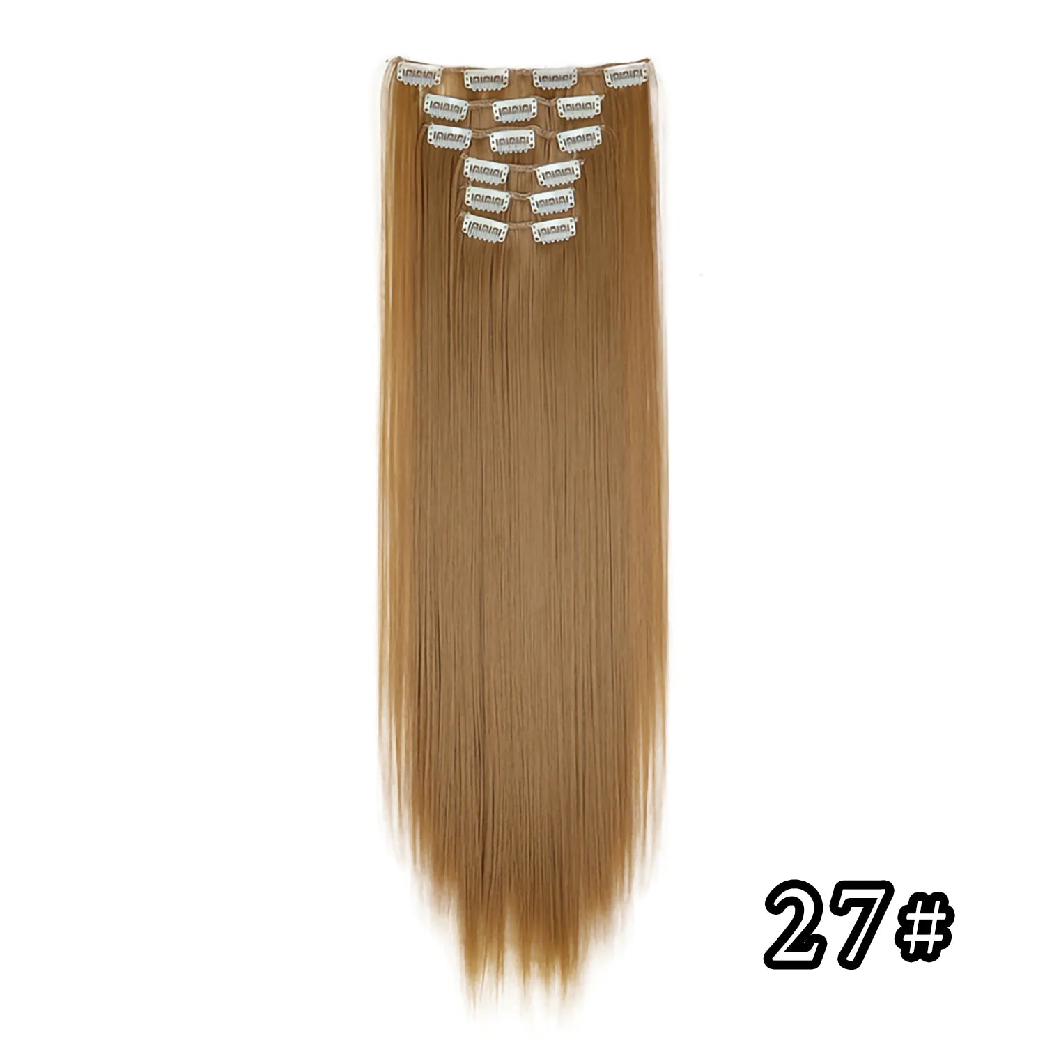 16 clips Synthetic Long Straight Hair Extensions Clips in Hair Black Brown 6Pcs/set Hairpiece for Women