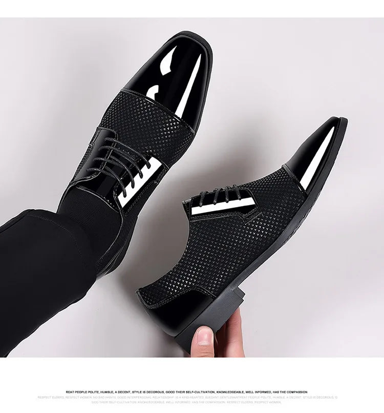 Patent Leather Men's Dress Shoes Slip on Mens Casual Oxford Shoe Brand Moccasin Glitter Male Footwear Pointed Toe Shoes for Men