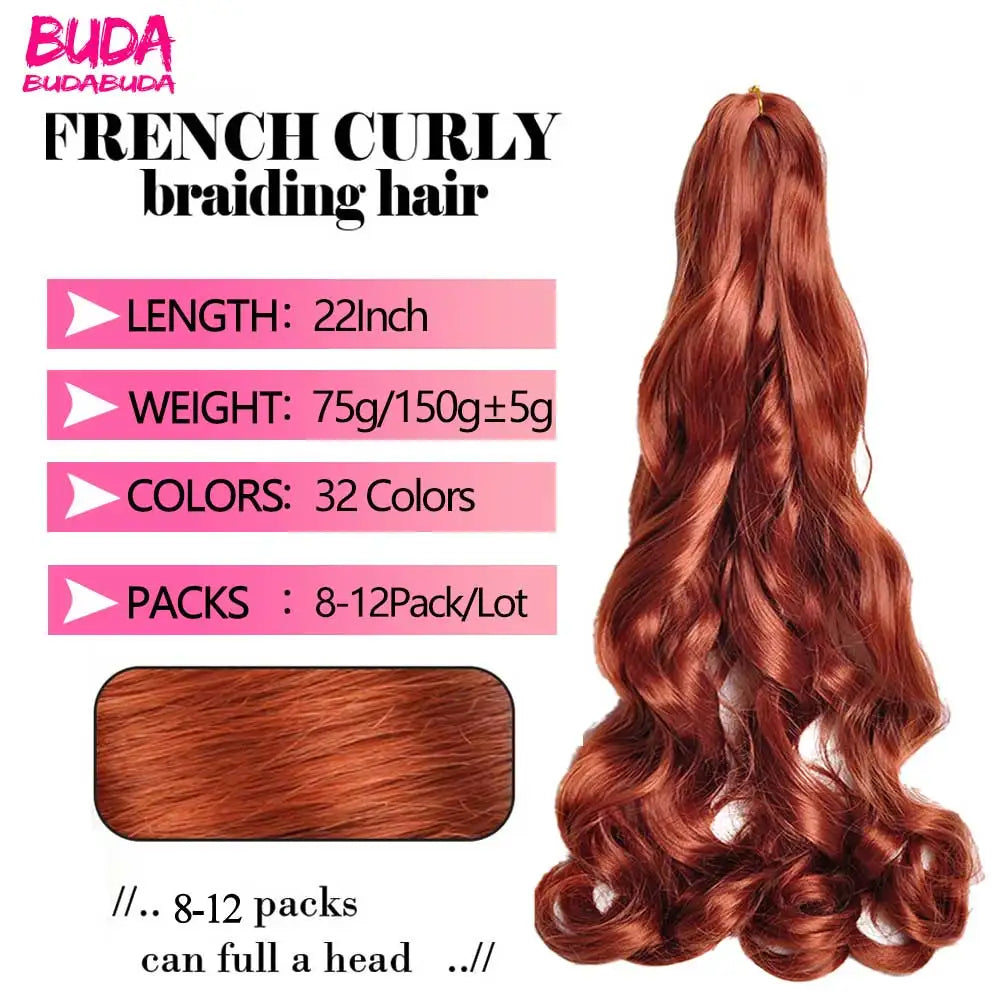 French Curls Braiding Hair Extensions 24Inch Synthetic Curl Hair Loose Wave Spiral Curl Crochet Hair Braids For Black Women