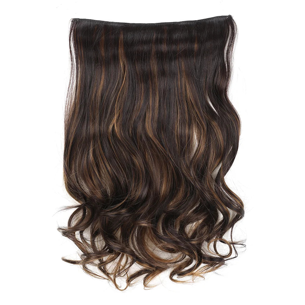 Invisible Wire in Synthetic Hair Extensions Body Wave 2 Clips in Hair Extensions 18" Fish Line Synthetic Hair Piece For Women