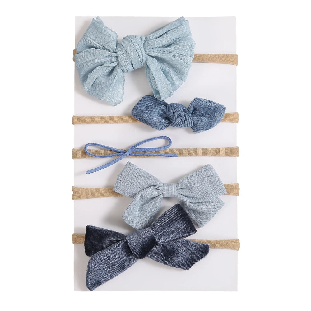 5Pcs/Lot Baby Headband for Baby Girls Soft Nylon Elastic Solid Color Hairband Print Hair Bow Kids Headwear Baby Hair Accessories